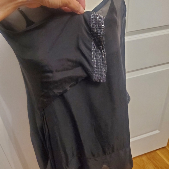 Silk black tunic top with sequence details - Picture 6 of 6
